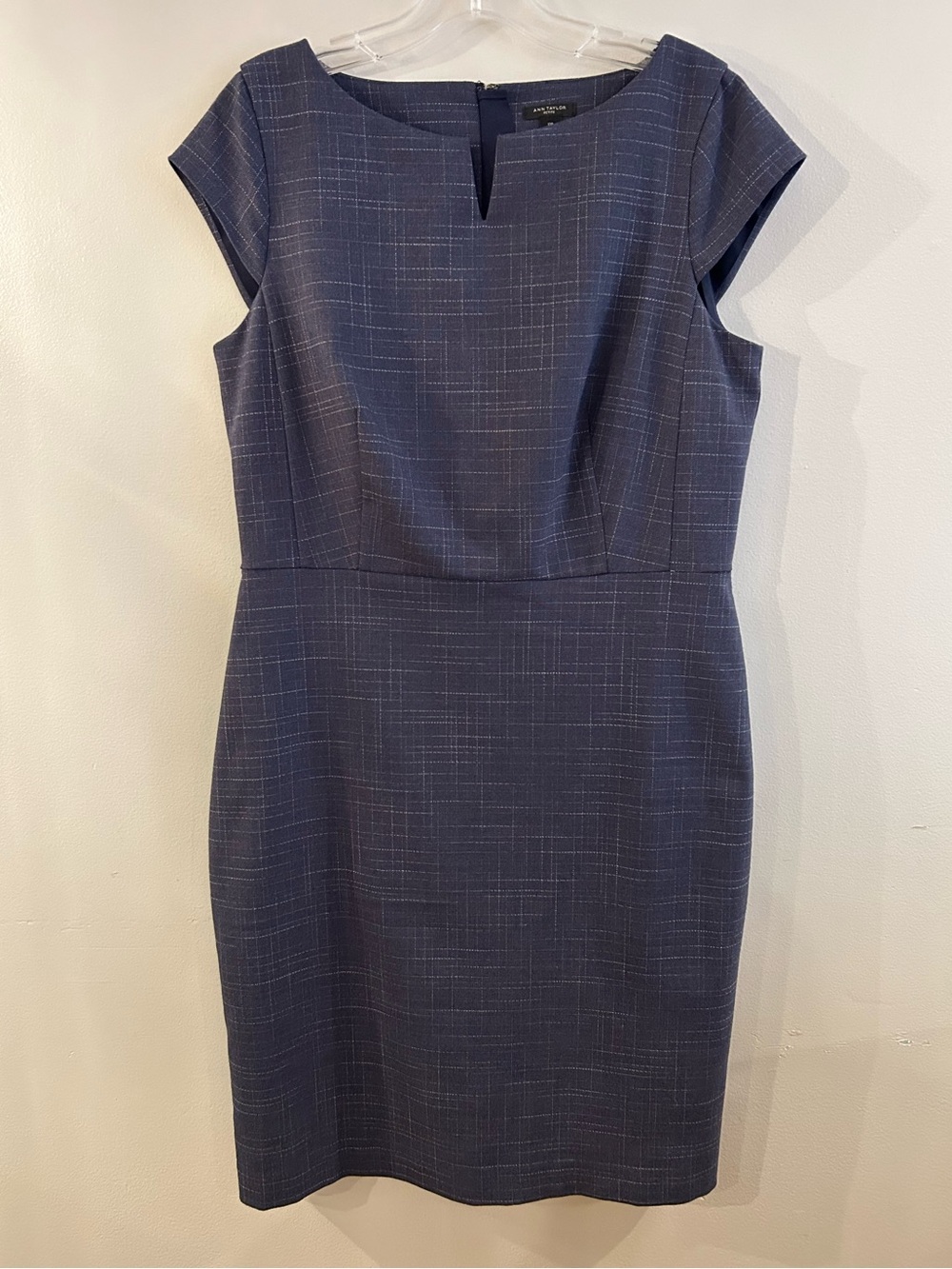 Ann Taylor Blue Glen Check Boat Beck Midi Dress